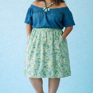 Norton McNaughton - Lt Green Floral Midi Pleated Skirt - Womens 20W